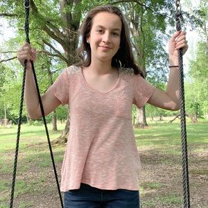 Light pink, lace business casual t-shirt